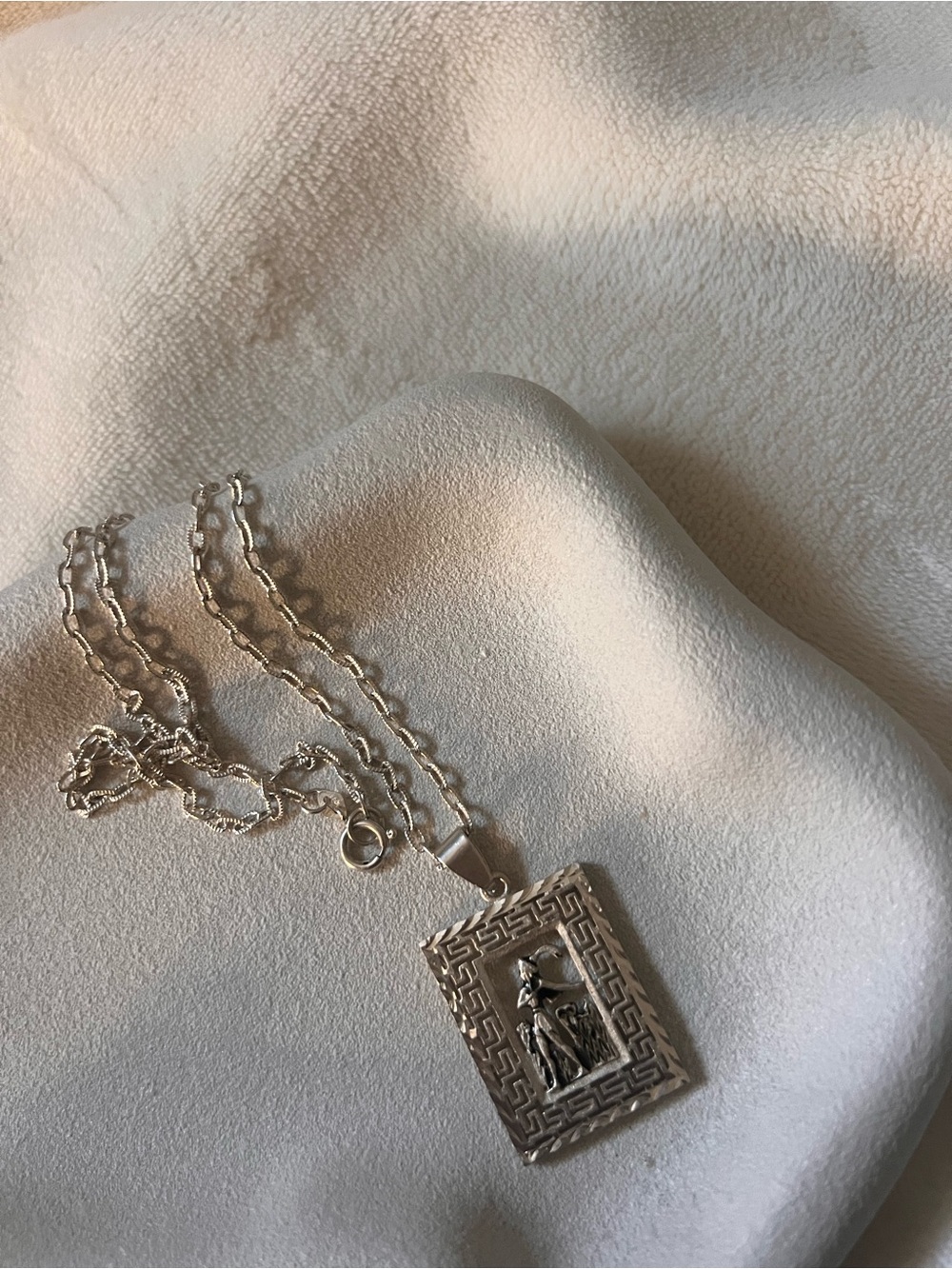 Silver Greek Key Pendant Necklace